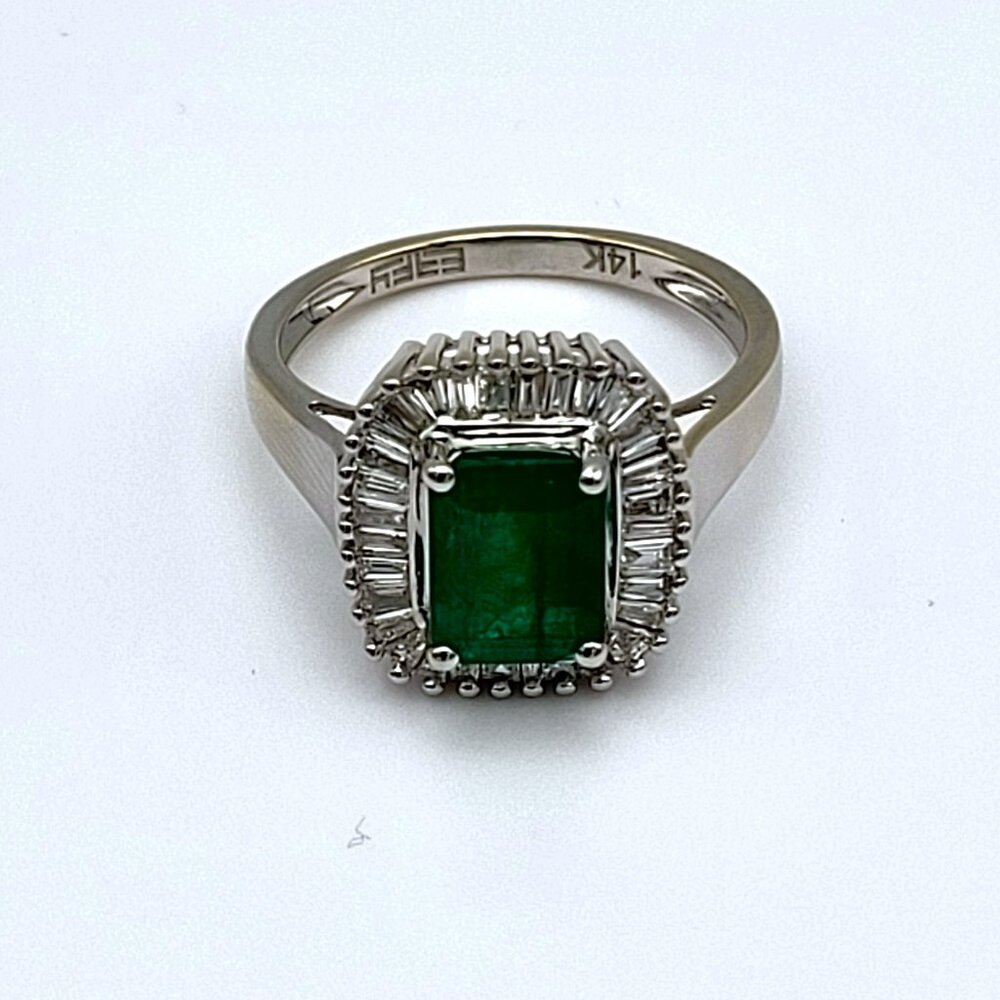 EFFY Brasilica Collection Emerald & Diamond Ring.  Sz 6.75 - Picture 5 of 5